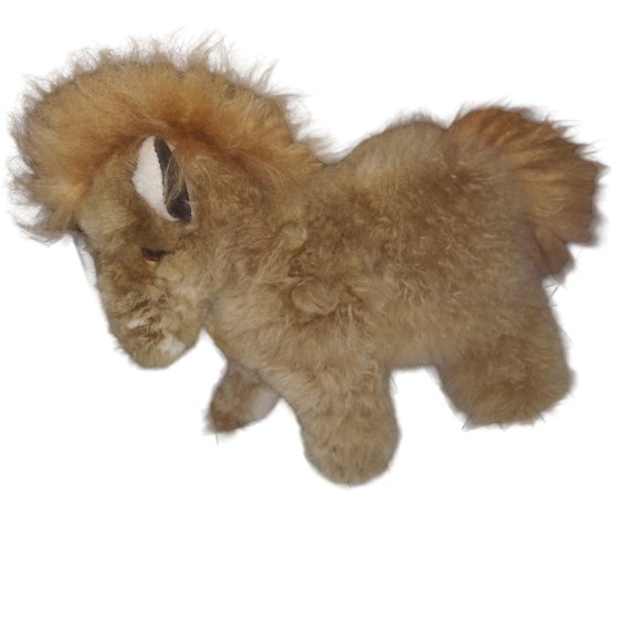 Peruvian Link 100% Baby Alpaca Soft Fur Horse Tan Pony Stuffed Plush 10 Inch Toy - Picture 3 of 9